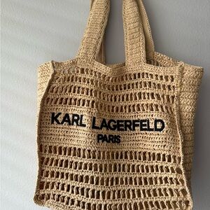 Karl Lagerfeld Paris Tan Crochet Tote Bag